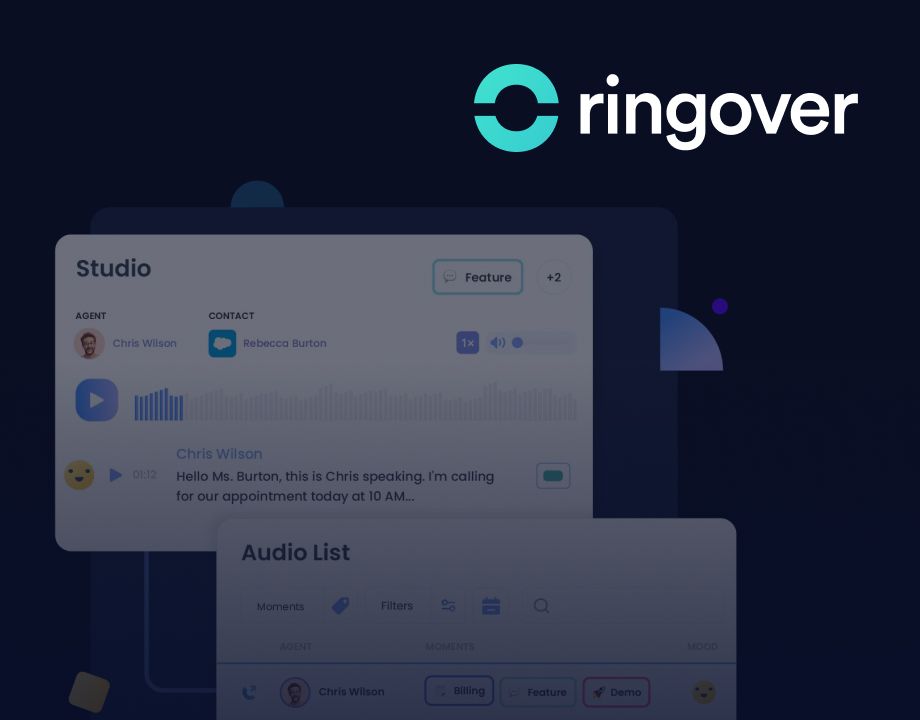 Web application user interface of Ringover app