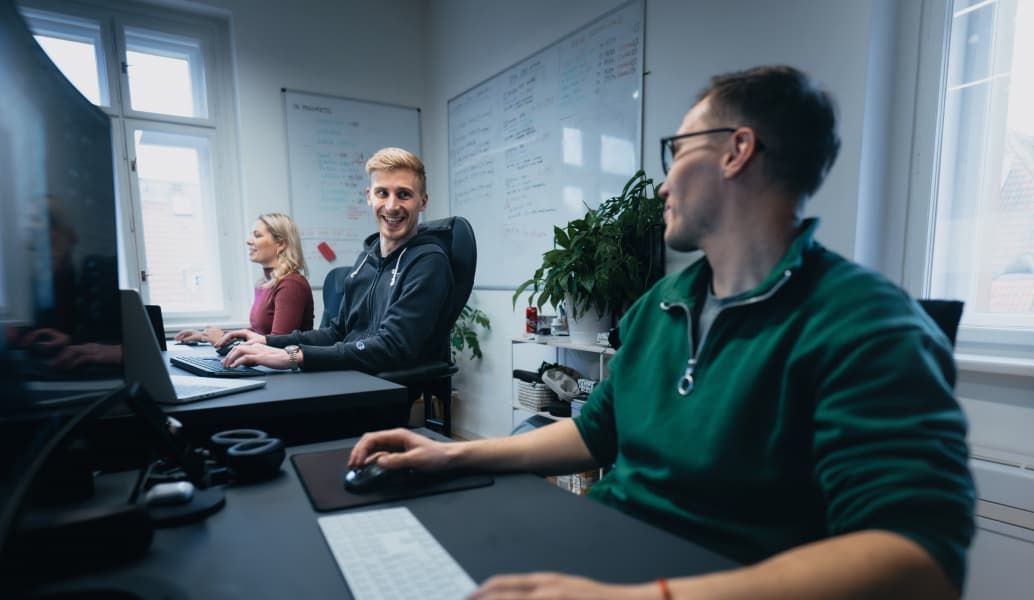 Members of sales team communicating with each other