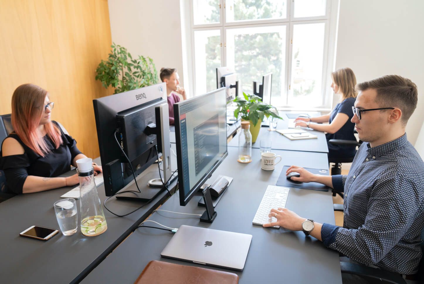 Sales team working in DataPacket’s offices